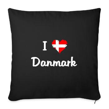 J'aime le Danemark. Danemark. - Housse de coussin décorative 45 x 45 cm - noir - Devant