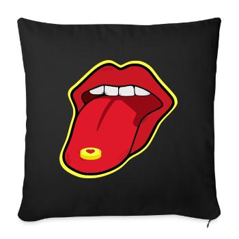 Techno XTC MDMA Pilule Ecstasy Clubbing cadeau - Housse de coussin décorative 45 x 45 cm - noir - Devant