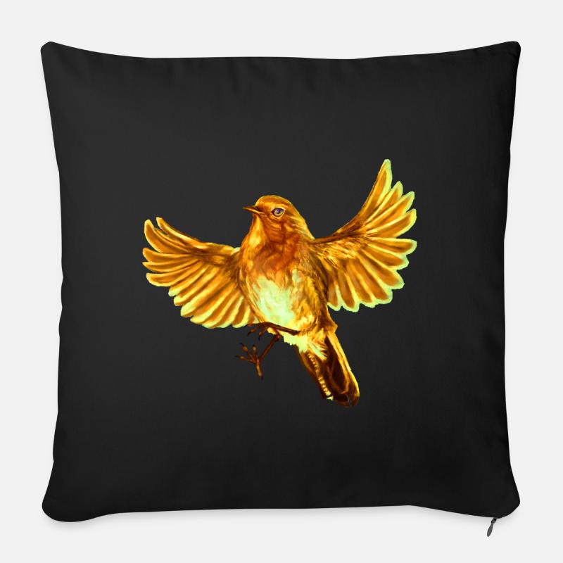 gelber Vogel - Sofakissenbezug 45 x 45 cm - Schwarz