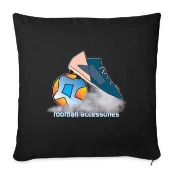 football Fußball Fussball Ball Fußballschuhe - Sofakissenbezug 45 x 45 cm - Schwarz - Vorne