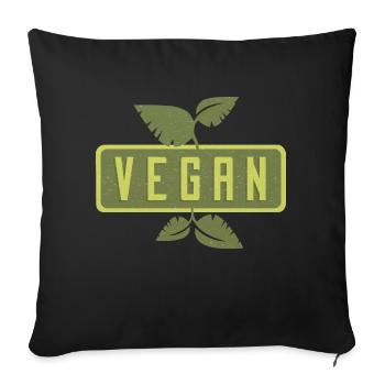 végétalien - Housse de coussin décorative 45 x 45 cm - noir - Devant