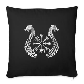 Viking runes dragon symbols of the traveler - Sofa pillowcase 17,3'' x 17,3'' (45 x 45 cm) - black - Front