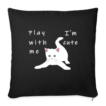 Cat playing cute kitten Kitty meow kitten - Sofa pillowcase 17,3'' x 17,3'' (45 x 45 cm) - black - Front