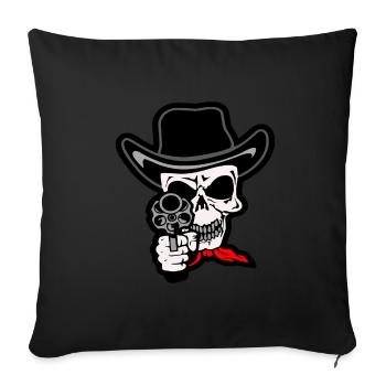 Cowboy Skull Totenkopf Sheriff Wilder Westen - Sofakissenbezug 45 x 45 cm - Schwarz - Vorne