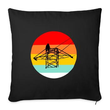 Electrician power pole gift electrical outlet - Sofa pillowcase 17,3'' x 17,3'' (45 x 45 cm) - black - Front