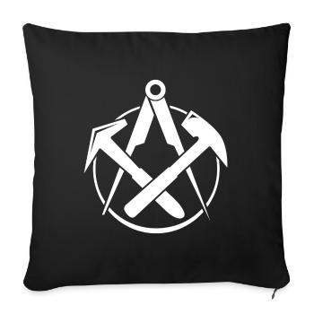 Toiture Logo - Blanc - Housse de coussin décorative 45 x 45 cm - noir - Devant