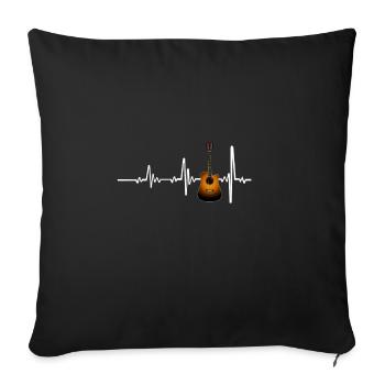 Conception de guitare Heartbeat - Housse de coussin décorative 45 x 45 cm - noir - Devant