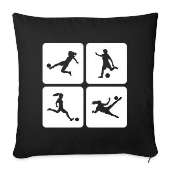women's soccer - Sofa pillowcase 17,3'' x 17,3'' (45 x 45 cm) - black - Front