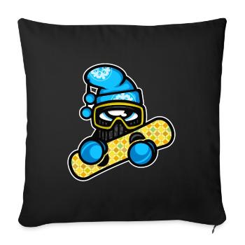 snowboard de sports d'hiver - Housse de coussin décorative 45 x 45 cm - noir - Devant