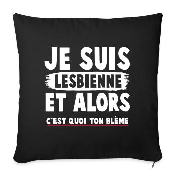 T-shirt féministe humoristique à message engagé - Housse de coussin décorative 45 x 45 cm - noir - Devant