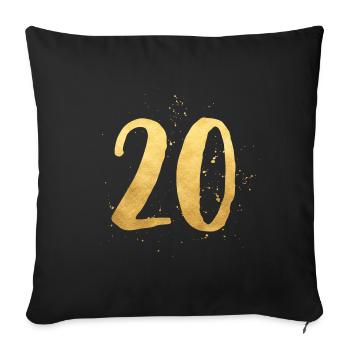 20 or rond anniversaire numéro vingt cadeau - Housse de coussin décorative 45 x 45 cm - noir - Devant