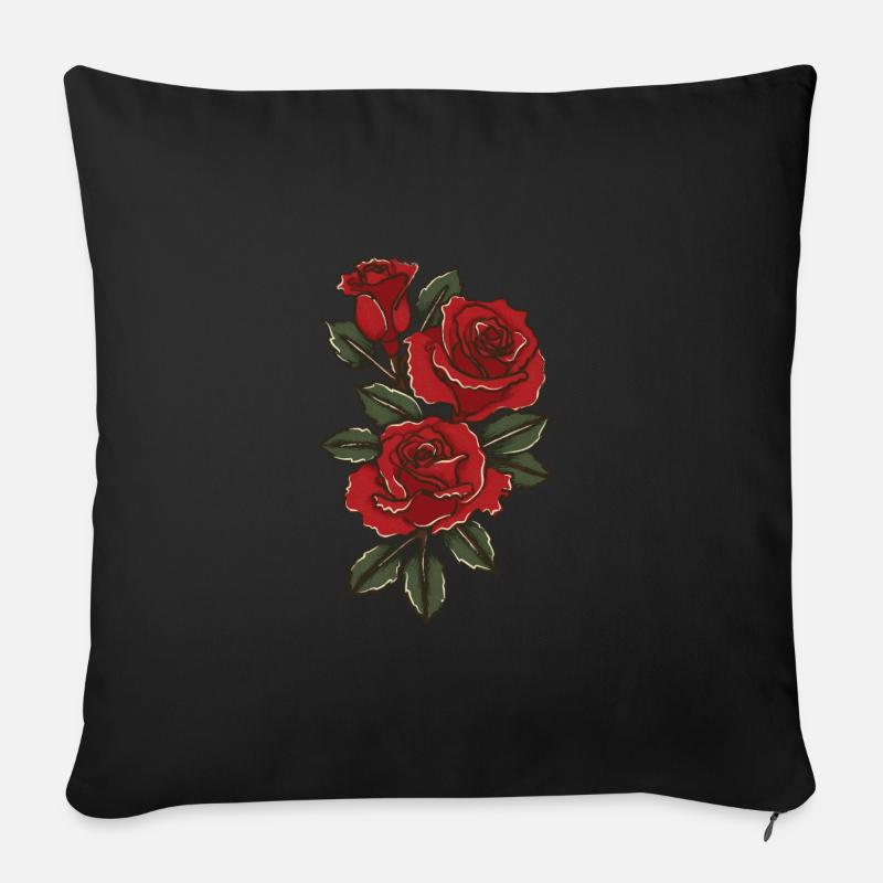 Red roses - Sofa pillowcase 17,3'' x 17,3'' (45 x 45 cm) - black