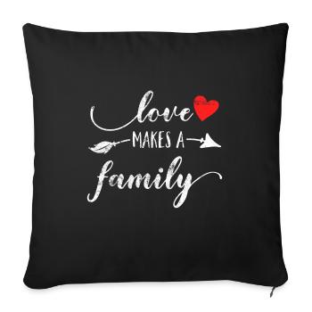 Family saying love heart - Sofa pillowcase 17,3'' x 17,3'' (45 x 45 cm) - black - Front