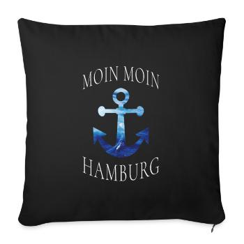Moin Hamburg, Anker - Sofakissenbezug 45 x 45 cm - Schwarz - Vorne