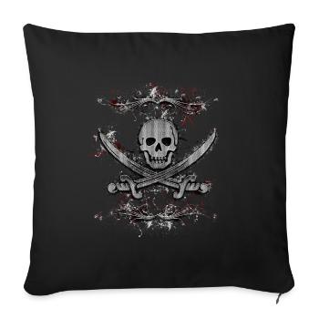Jolly Roger Skull Pirate Paint Splatter - Housse de coussin décorative 45 x 45 cm - noir - Devant