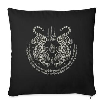 Sak Yant Thai Tattoo Twin Tiger Muay Thai Geschenk - Sofakissenbezug 45 x 45 cm - Schwarz - Vorne