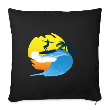 Surfen - Sofakissenbezug 45 x 45 cm - Schwarz - Vorne
