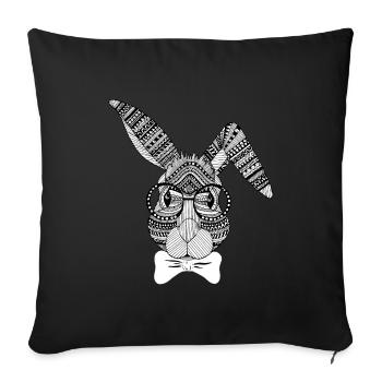 Rabbit with bow tie and glasses - Sofa pillowcase 17,3'' x 17,3'' (45 x 45 cm) - black - Front