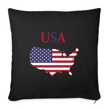 États-Unis Drapeau Continent United State of America - Housse de coussin décorative 45 x 45 cm - noir - Devant