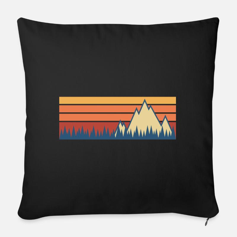 Mountain mountains forest geometric gift retro nature - Sofa pillowcase 17,3'' x 17,3'' (45 x 45 cm) - black