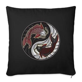 Koi Yin Yang | Aquarium de pêche - Housse de coussin décorative 45 x 45 cm - noir - Devant