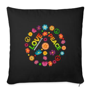 Flower Circle Love Peace - Sofa pillowcase 17,3'' x 17,3'' (45 x 45 cm) - black - Front