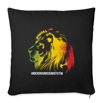 Löwe im Rastafari Farbenschnitt - Sofakissenbezug 45 x 45 cm - Schwarz - Vorne