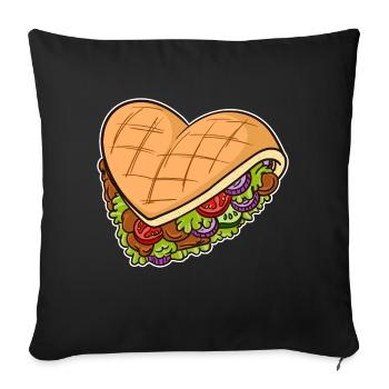 Kebab heart I love kebab kebab fast food burger - Sofa pillowcase 17,3'' x 17,3'' (45 x 45 cm) - black - Front