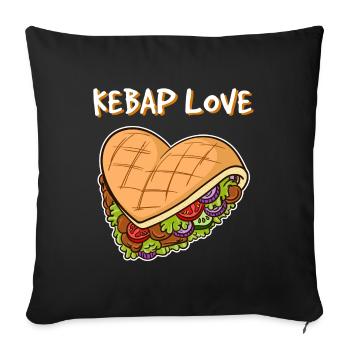 I love kebab heart kebab fast food burger hunger - Sofa pillowcase 17,3'' x 17,3'' (45 x 45 cm) - black - Front