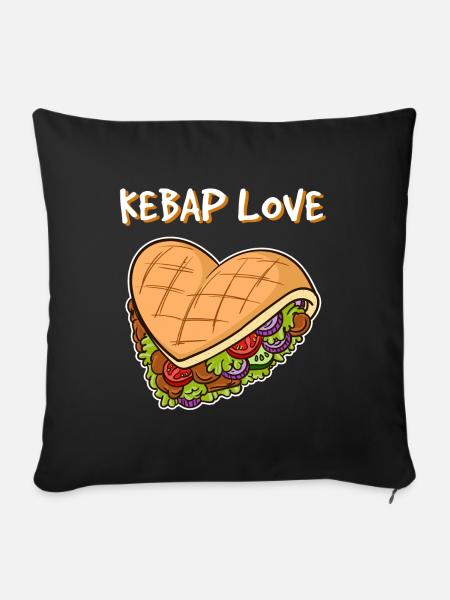 Ich Liebe Kebap Herz Kebab Fast Food Burger Hunger - Sofakissenbezug 45 x 45 cm - Schwarz