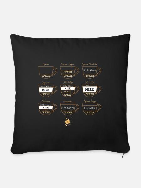 0222 Kaffee | Sammlung | Kaffeeliebhaber - Sofakissenbezug 45 x 45 cm - Schwarz