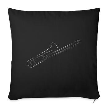 Trombone Trompette Instrument Cadeau Musicien Tole - Housse de coussin décorative 45 x 45 cm - noir - Devant
