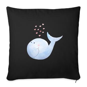 Whale sprays heart I blue whale comic - Sofa pillowcase 17,3'' x 17,3'' (45 x 45 cm) - black - Front