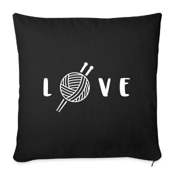 Knitting wool knitting needles gift handmade - Sofa pillowcase 17,3'' x 17,3'' (45 x 45 cm) - black - Front