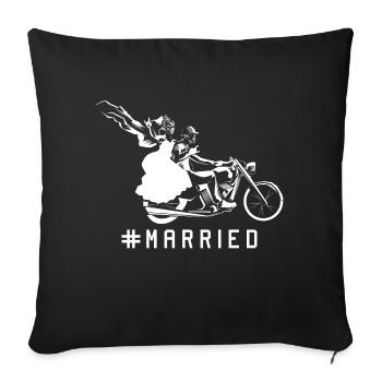 motorcycle wedding couple - Sofa pillowcase 17,3'' x 17,3'' (45 x 45 cm) - black - Front