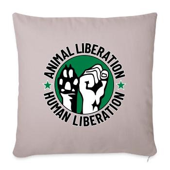 Animal Liberation Human Liberation - Sofakissenbezug 45 x 45 cm - helles Taupe - Vorne