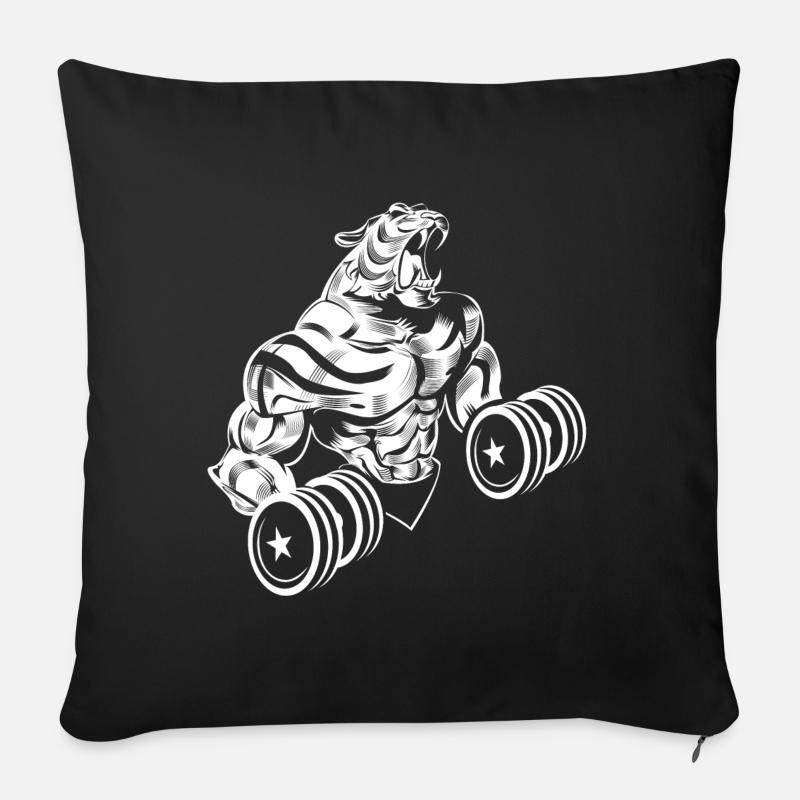 Tiger hanteln workout gym - Sofakissenbezug 45 x 45 cm - Schwarz