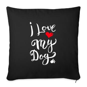 J'aime mon chien - Housse de coussin décorative 45 x 45 cm - noir - Devant