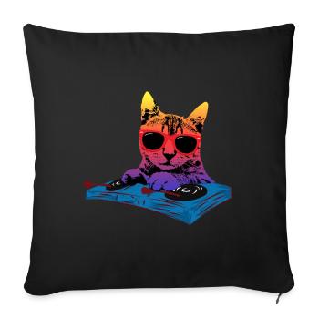 Cats music DJ - Sofa pillowcase 17,3'' x 17,3'' (45 x 45 cm) - black - Front