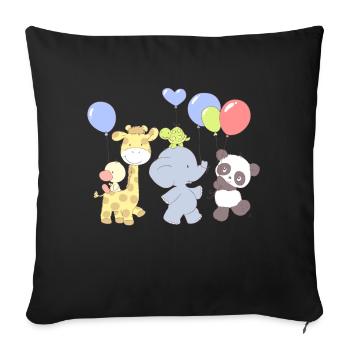 Little Panda Party - Sofa pillowcase 17,3'' x 17,3'' (45 x 45 cm) - black - Front