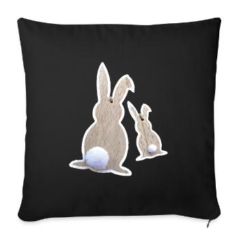 Lapins de Pâques par derrière - Housse de coussin décorative 45 x 45 cm - noir - Devant