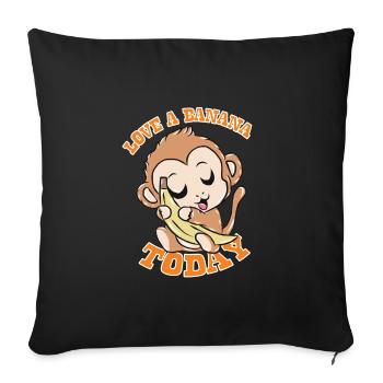 Singe banane - Housse de coussin décorative 45 x 45 cm - noir - Devant
