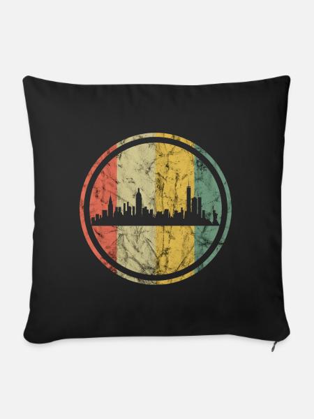 NYC retro skyline - Sofakissenbezug 45 x 45 cm - Schwarz