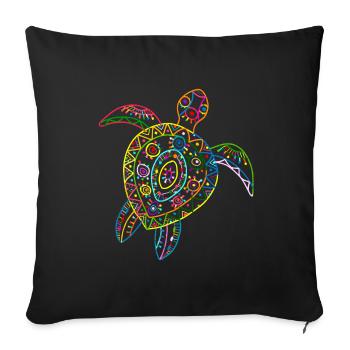 Tortue Tortue de mer Tribal Hawaii Vintage - Housse de coussin décorative 45 x 45 cm - noir - Devant