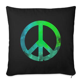 Symbole de cadeau coloré aquarelle paix bleu bleu - Housse de coussin décorative 45 x 45 cm - noir - Devant