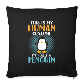 Pingouin en costume humain - Housse de coussin décorative 45 x 45 cm - noir - Devant