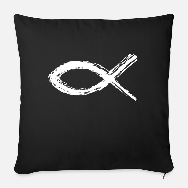 jesus fisch symbol - Sofakissenbezug 45 x 45 cm - Schwarz