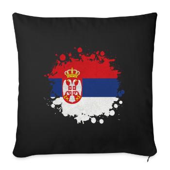 Serbie Klecks / Cadeau De Belgrade Balkans drapeau - Housse de coussin décorative 45 x 45 cm - noir - Devant