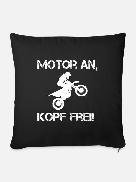 Motor an Kopf frei - Sofakissenbezug 45 x 45 cm - Schwarz