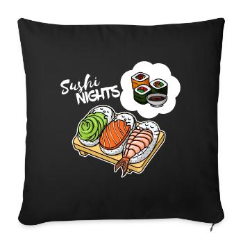 Sushi Avocado Salmon Sleeping Dream Funny Food - Sofa pillowcase 17,3'' x 17,3'' (45 x 45 cm) - black - Front